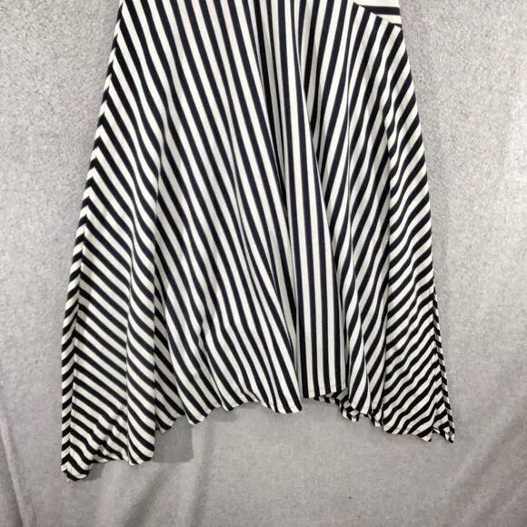 Soft Surroundings Marina Dress Womens Sz S Blue White Striped Asymmetrical Hem
