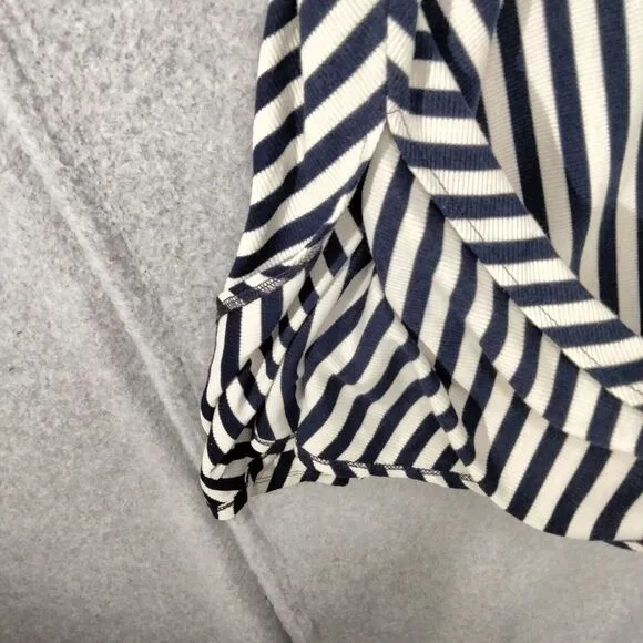 Soft Surroundings Marina Dress Womens Sz S Blue White Striped Asymmetrical Hem