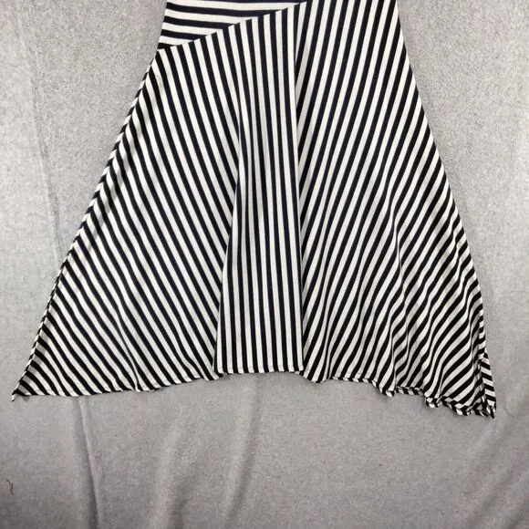 Soft Surroundings Marina Dress Womens Sz S Blue White Striped Asymmetrical Hem