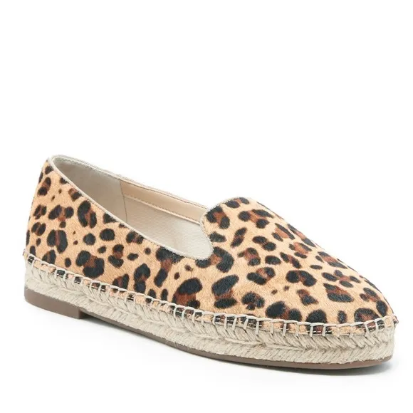 Sole Society Leather Leopard Animal Print Sammah Espadrille