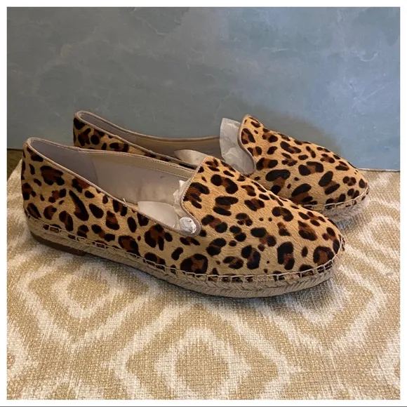 Sole Society Leather Leopard Animal Print Sammah Espadrille