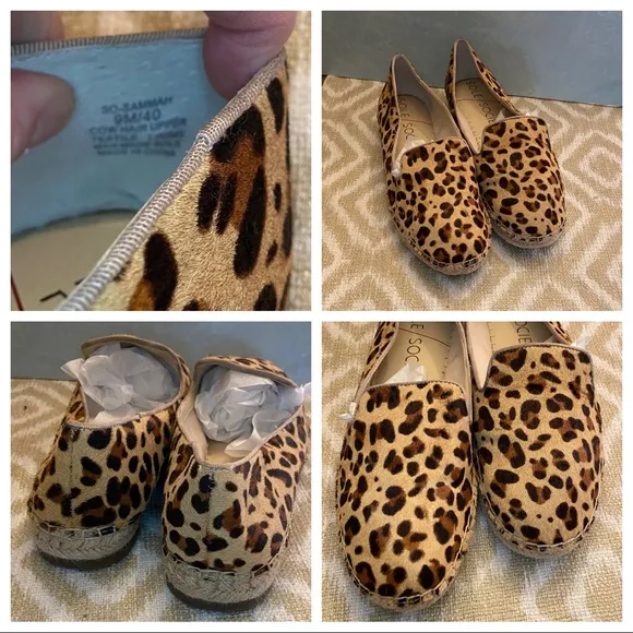 Sole Society Leather Leopard Animal Print Sammah Espadrille