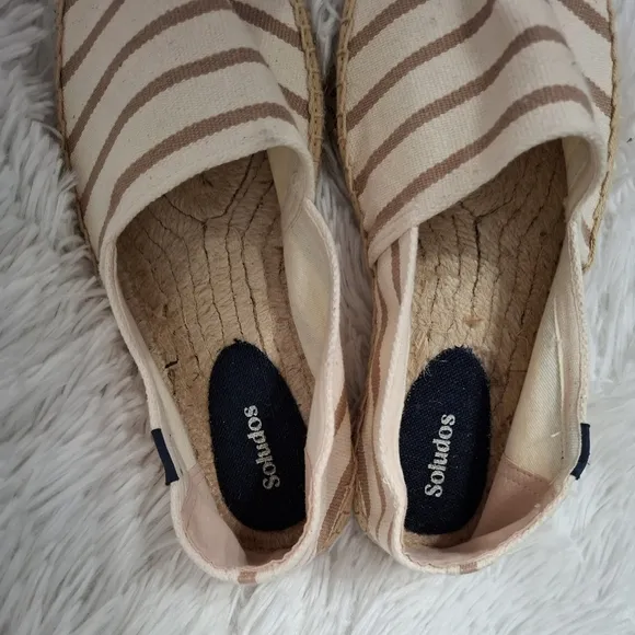 Soludos Dali Canvas Slip On Jute Men’s Espadrille Shoes Brown Stripped Size 8.5