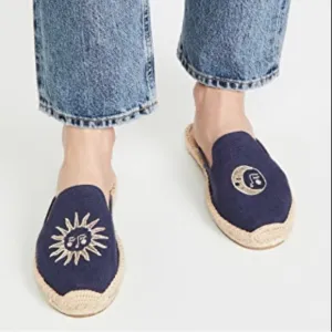 Soludos Day and Night Canvas Embroidered Slip On Espadrille Size 9 Women