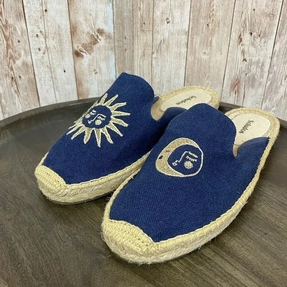 Soludos Day and Night Canvas Embroidered Slip On Espadrille Size 9 Women