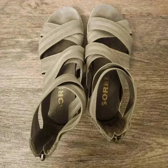 Sorel Out &amp; About Plus Sandals Elastic Gladiator sage green women's 8.5