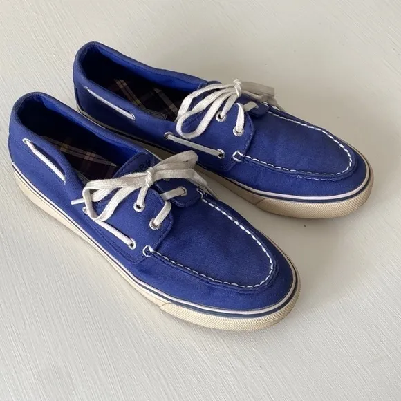 SPERRY Biscayne Cobalt Blue Top Sider Canvas Boat Shoes Summer Beach Cruise