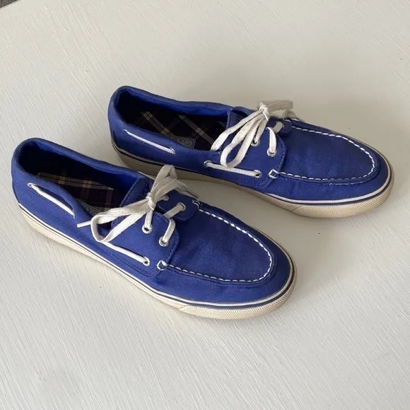 SPERRY Biscayne Cobalt Blue Top Sider Canvas Boat Shoes Summer Beach Cruise