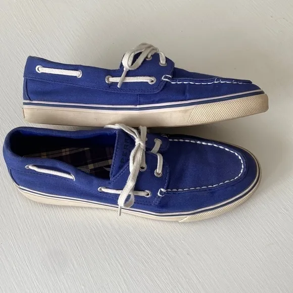 SPERRY Biscayne Cobalt Blue Top Sider Canvas Boat Shoes Summer Beach Cruise