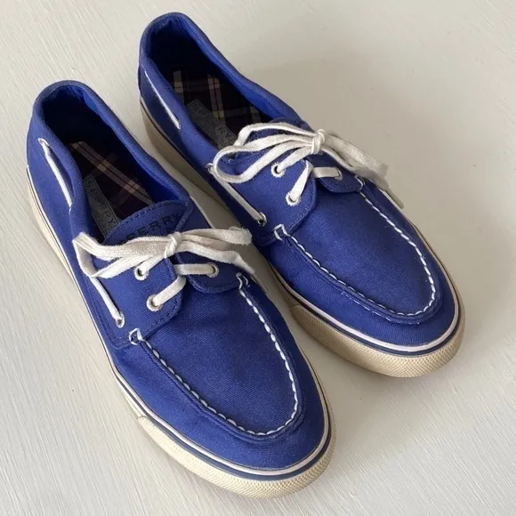 SPERRY Biscayne Cobalt Blue Top Sider Canvas Boat Shoes Summer Beach Cruise