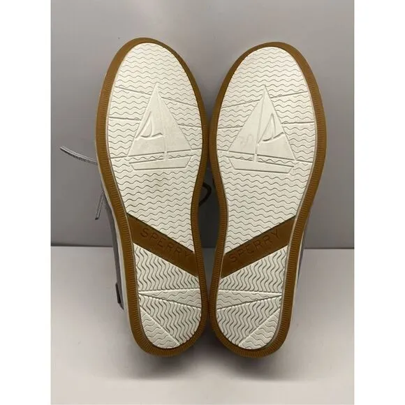 SPERRY COASTFISH EMBOSS GRAY LEATHER BOAT SHOES WOMENS 5.5 / STS87626