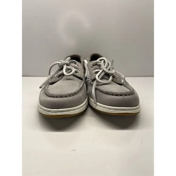 SPERRY COASTFISH EMBOSS GRAY LEATHER BOAT SHOES WOMENS 5.5 / STS87626