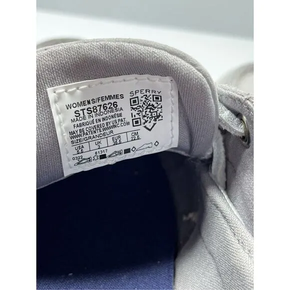 SPERRY COASTFISH EMBOSS GRAY LEATHER BOAT SHOES WOMENS 5.5 / STS87626