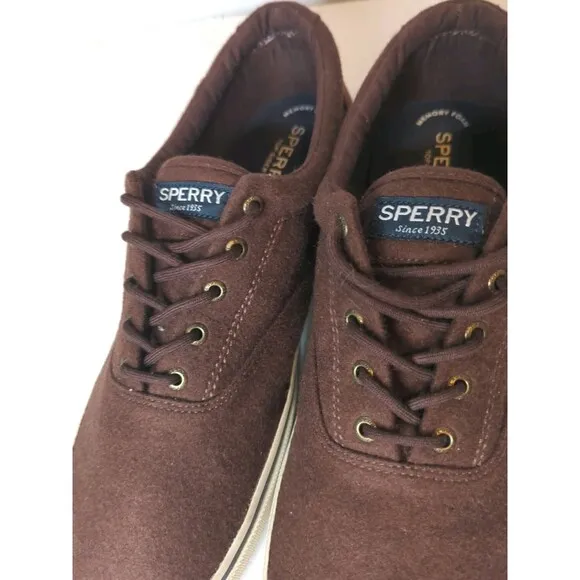 Sperry Halyard CVO Sneakers Shoes Mens Size 16 Wool Brown Boat Comfort Lace Up