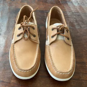 SPERRY Koifish Top-Sider Boat Shoe Grey Stripe Natural Leather W-8