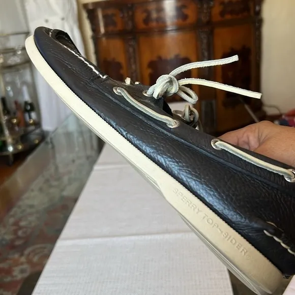 Sperry Men’s 2-Eye charcoal Leather Boat Shoe Size11.5 ,used,leather,dark color