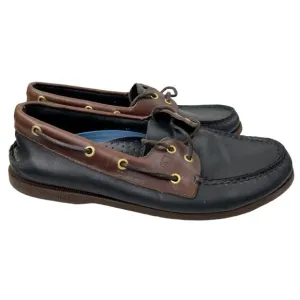 Sperry Men's A/O 2 Eye Black/Brown Leather Boat Shoes Size 10.5M (0191486)