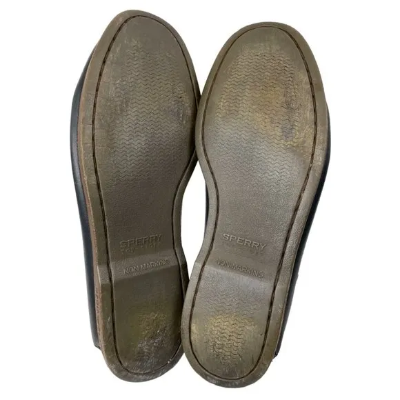 Sperry Men's A/O 2 Eye Black/Brown Leather Boat Shoes Size 10.5M (0191486)