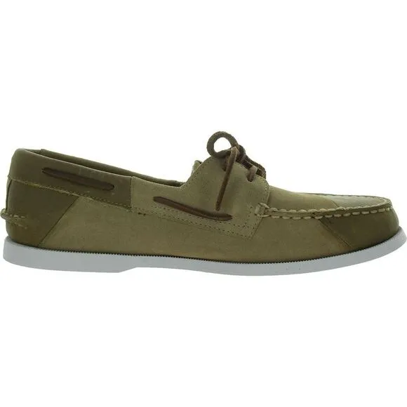 Sperry Mens A/O 2-Eye Patchwork Tan Leather Flat Boat Shoes Sneakers NWOB