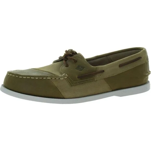 Sperry Mens A/O 2-Eye Patchwork Tan Leather Flat Boat Shoes Sneakers NWOB