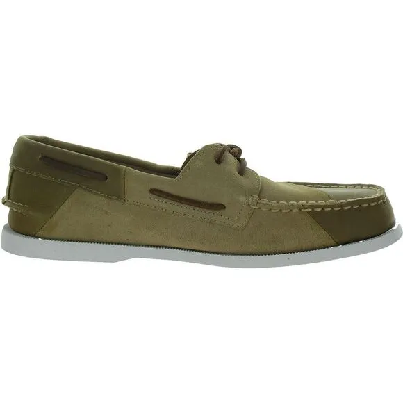 Sperry Mens A/O 2-Eye Patchwork Tan Leather Flat Boat Shoes Sneakers NWOB