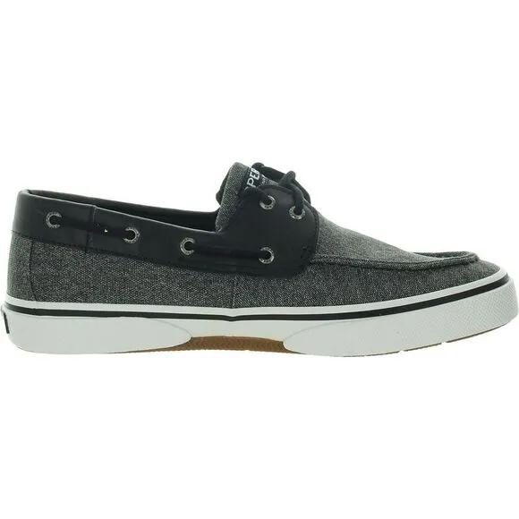 Sperry Mens Halyard 2-Eye Gray Lace-Up Canvas Boat Shoes Shoes New