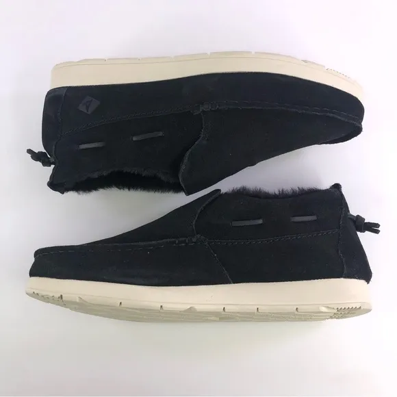 Sperry Mens Moc Sider Black Suede Lined Slip on Boots Shoes STS23724 Size 10.5M