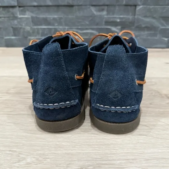 SPERRY Men's Navy Blue Suede Chukka Leather Boat Shoes Size 14