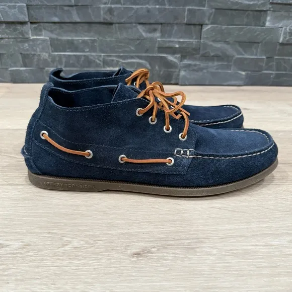 SPERRY Men's Navy Blue Suede Chukka Leather Boat Shoes Size 14