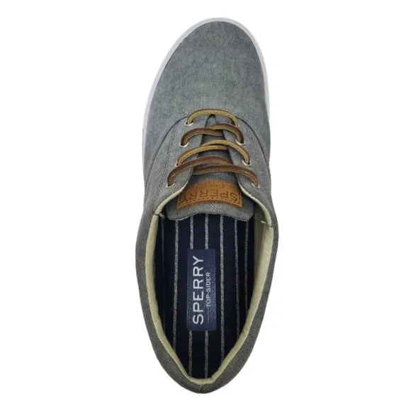 Sperry Mens Striper II CVO Nautical Sneakers Canvas Grey Medium width