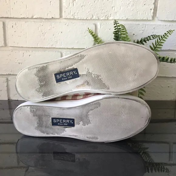 Sperry Red/White Striped Seacoast Boat Shoes Women's Size 8