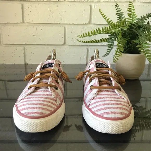 Sperry Red/White Striped Seacoast Boat Shoes Women's Size 8