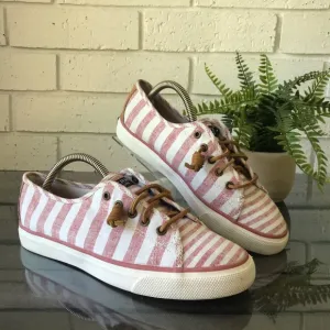 Sperry Red/White Striped Seacoast Boat Shoes Women's Size 8