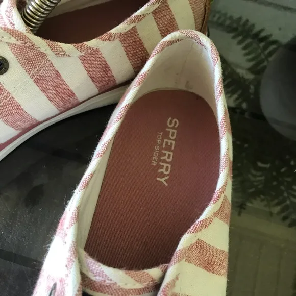 Sperry Red/White Striped Seacoast Boat Shoes Women's Size 8