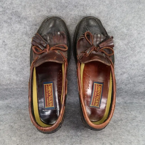 Sperry Shoes Mens 9.5 Top Sider Wetlands Boat Deck Loafer Leather Vintage Tassel