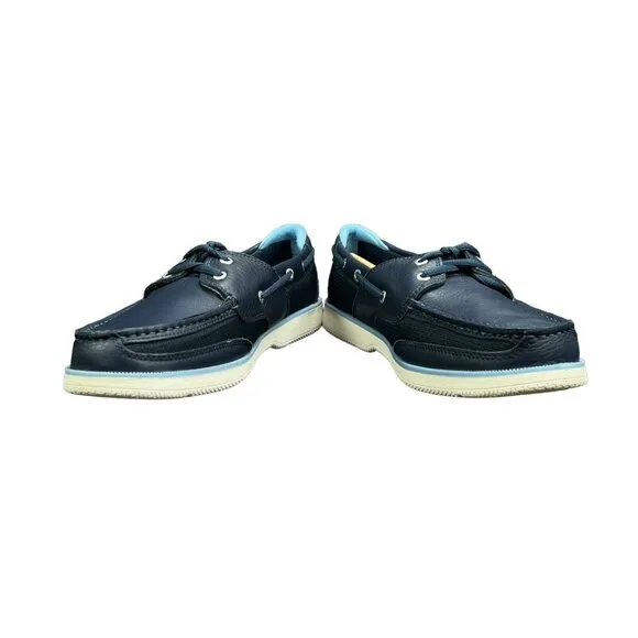 Sperry Surveyor 2 Eye Tumbled Memory Foam Navy Boat Shoes Men's Size 9.5 W