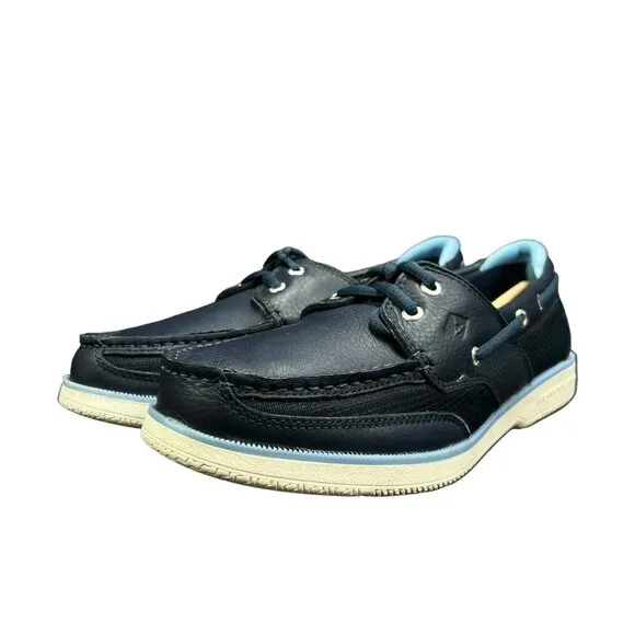 Sperry Surveyor 2 Eye Tumbled Memory Foam Navy Boat Shoes Men's Size 9.5 W