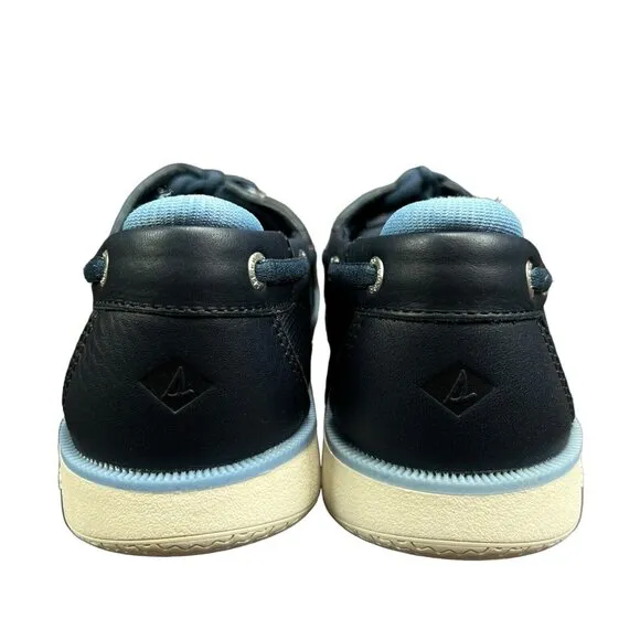Sperry Surveyor 2 Eye Tumbled Memory Foam Navy Boat Shoes Men's Size 9.5 W