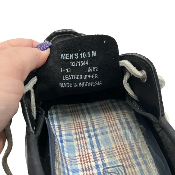 SPERRY TOP-SIDER A/O 2-EYE BLACK LEATHER WITH WHITE LACES AND SOLE BOAT SHOES