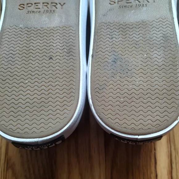 Sperry Top Sider Boat Shoes Sneakers Fabric Brown Lace Up Black Logo Slip On 12