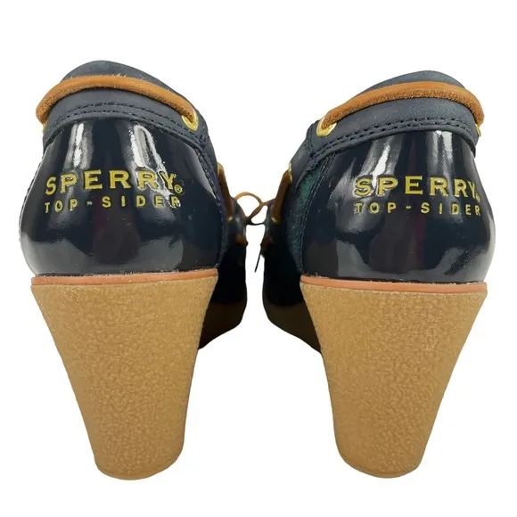 Sperry Top-Sider | Goldfish Navy &amp; Green Plaid Wedge Heels Boat Shoes Women’s 6M