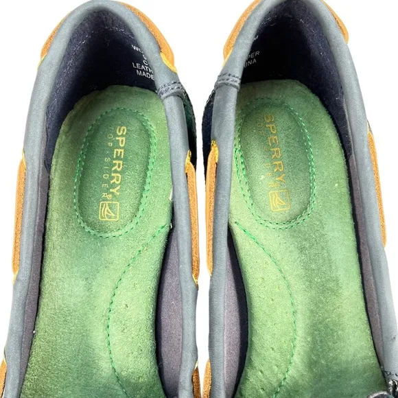 Sperry Top-Sider | Goldfish Navy &amp; Green Plaid Wedge Heels Boat Shoes Women’s 6M