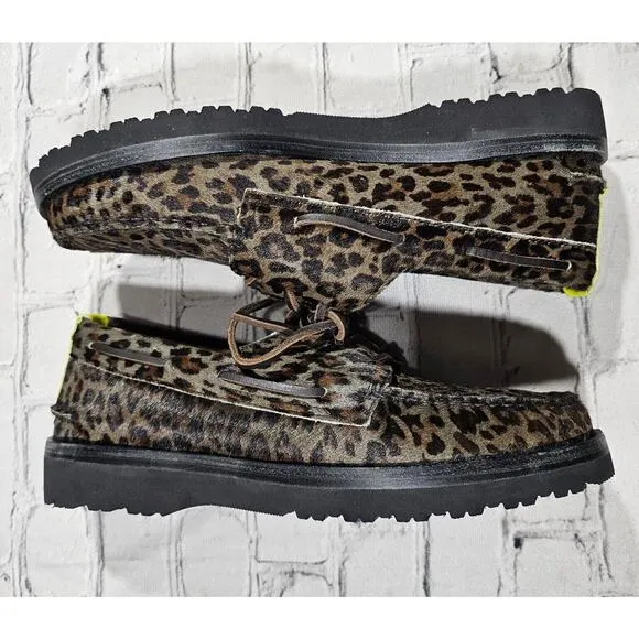 Sperry Top Sider Pony Hair Vibram leopard Boat Shoes STS22875 MENS SIZE 7.5