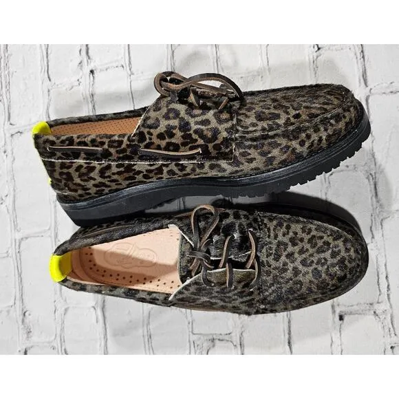 Sperry Top Sider Pony Hair Vibram leopard Boat Shoes STS22875 MENS SIZE 7.5