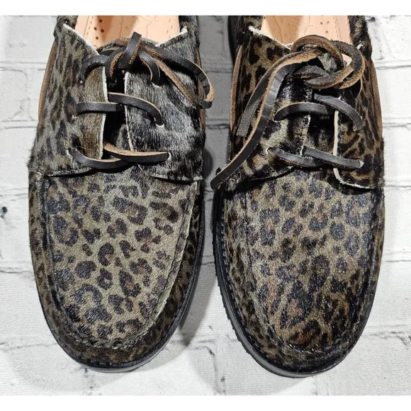 Sperry Top Sider Pony Hair Vibram leopard Boat Shoes STS22875 MENS SIZE 8.5