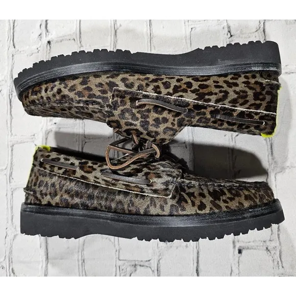 Sperry Top Sider Pony Hair Vibram leopard Boat Shoes STS22875 MENS SIZE 8.5