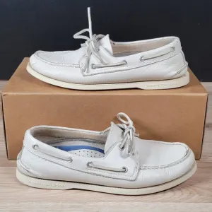 Sperry Top-Sider Shoes Mens Size 10 M White A/O Boat Loafers Leather 2-Eye
