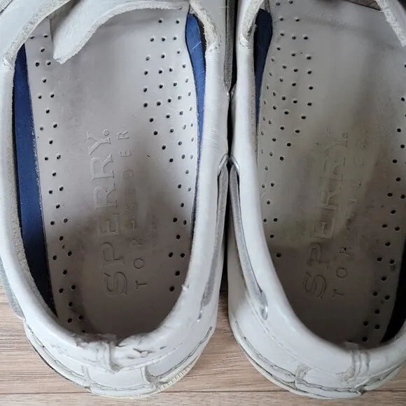 Sperry Top-Sider Shoes Mens Size 10 M White A/O Boat Loafers Leather 2-Eye