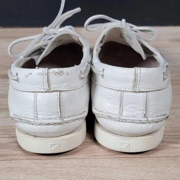 Sperry Top-Sider Shoes Mens Size 10 M White A/O Boat Loafers Leather 2-Eye