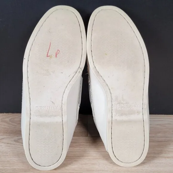 Sperry Top-Sider Shoes Mens Size 10 M White A/O Boat Loafers Leather 2-Eye